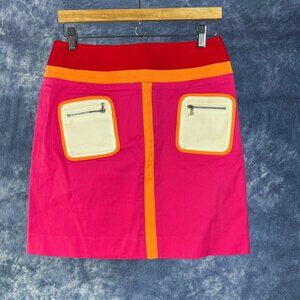 Etcetera Pink Colorblock Mini Skirt with Orange Trim and Cream Pockets